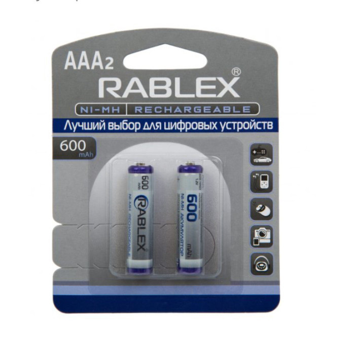 Акумулятори RABLEX HR03 RB-600 ( 1.2V / 600 mAh / Ni-MH / AAA/ блістер / 2 шт.)