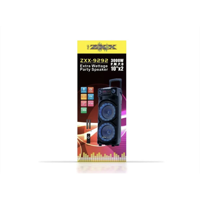Акустична переносна колонка ZXX-9292/ 8003 60Вт 10" 72х43х34см TWS/FM/USB/BT/REC/EQ/LED/2MIC