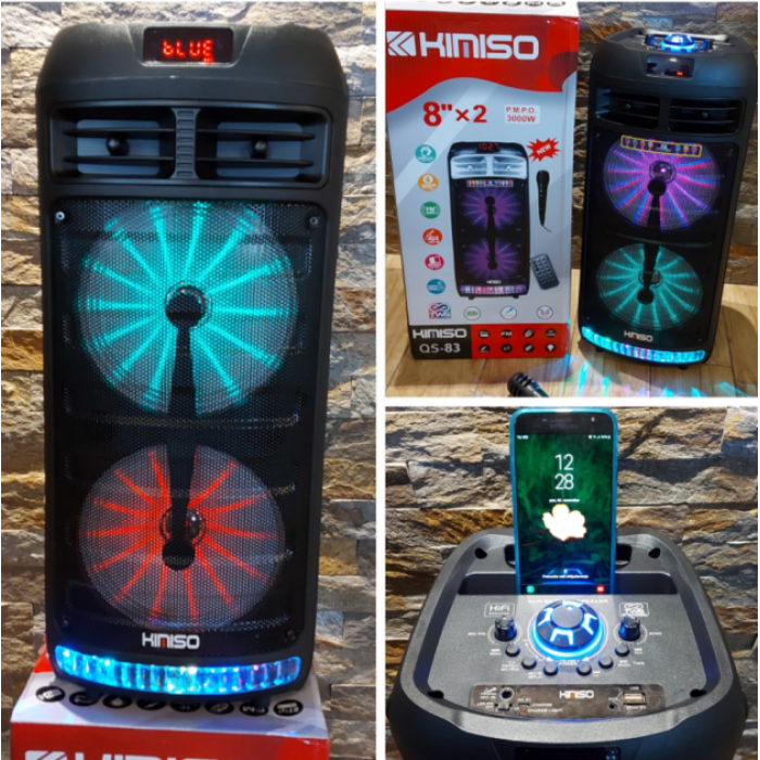 Акустична система KIMISO QS 83/ 7966 з караоке мiкрофоном USB FM TF з RGB пiдсвiчуванням (4 шт)