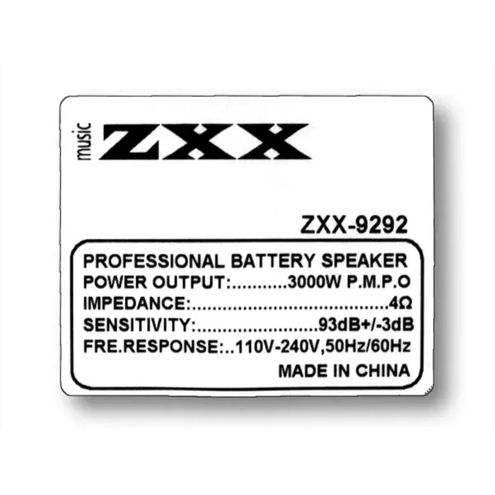 Акустична переносна колонка ZXX-9292/ 8003 60Вт 10" 72х43х34см TWS/FM/USB/BT/REC/EQ/LED/2MIC