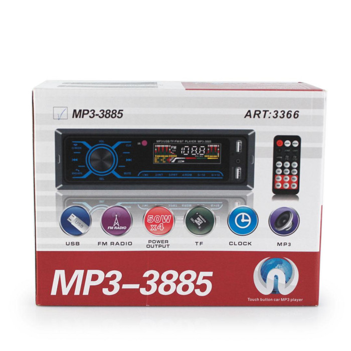 Автомагнітола MP3 3885/ 3366 ISO 1DIN сенсорний дисплей (20 шт./яскравий)