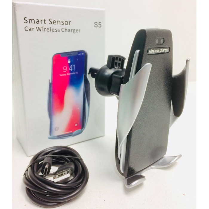 Універсальний автомобільний тримач для телефона HOLDER S5/5373 Wireless charge+Sensor (100 шт.)