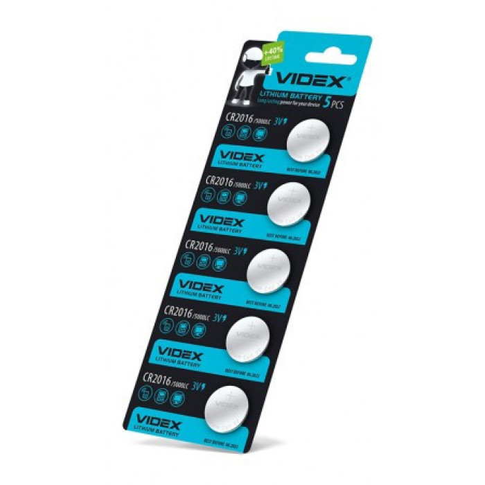 Батарейка літієва VIDEX CR2016 5 pcs BLISTER CARD