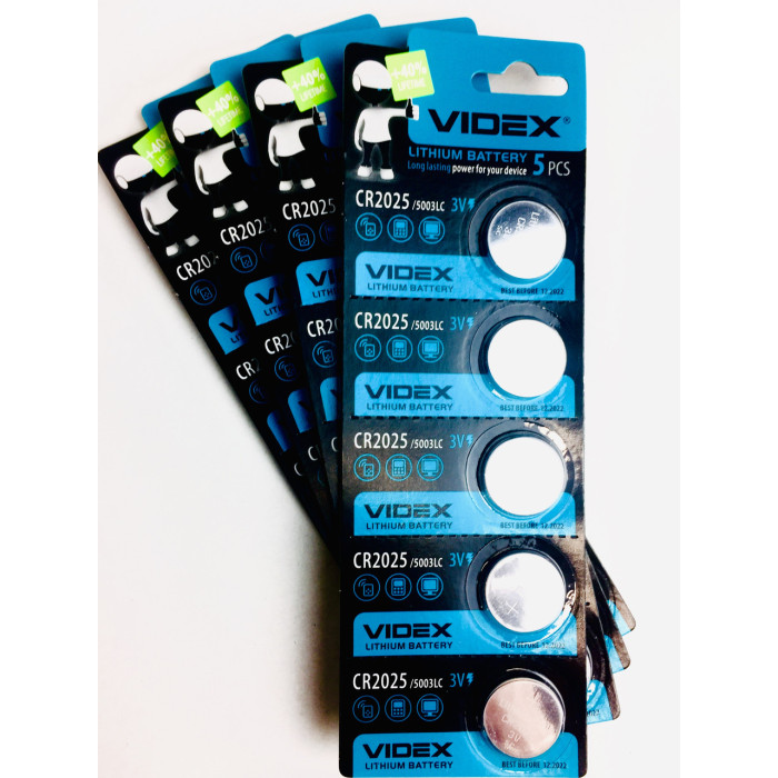 Батарейка літієва VIDEX CR2025 5 pcs BLISTER CARD
