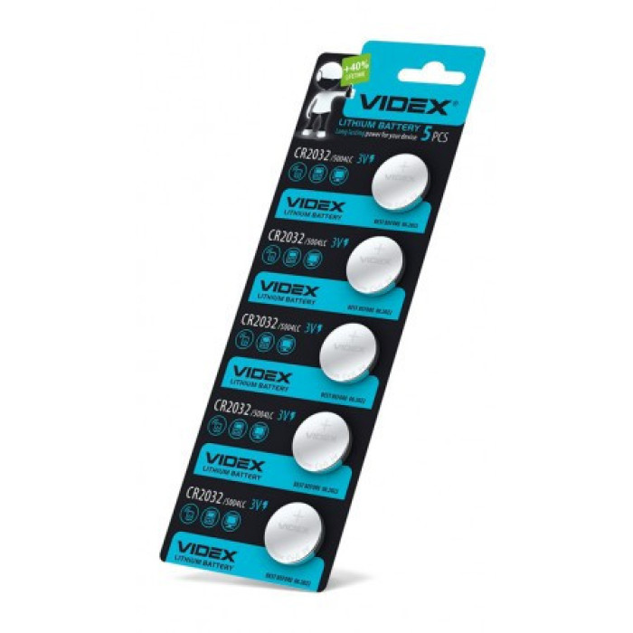 Батарейка літієва VIDEX CR2032 5pcs BLISTER CARD