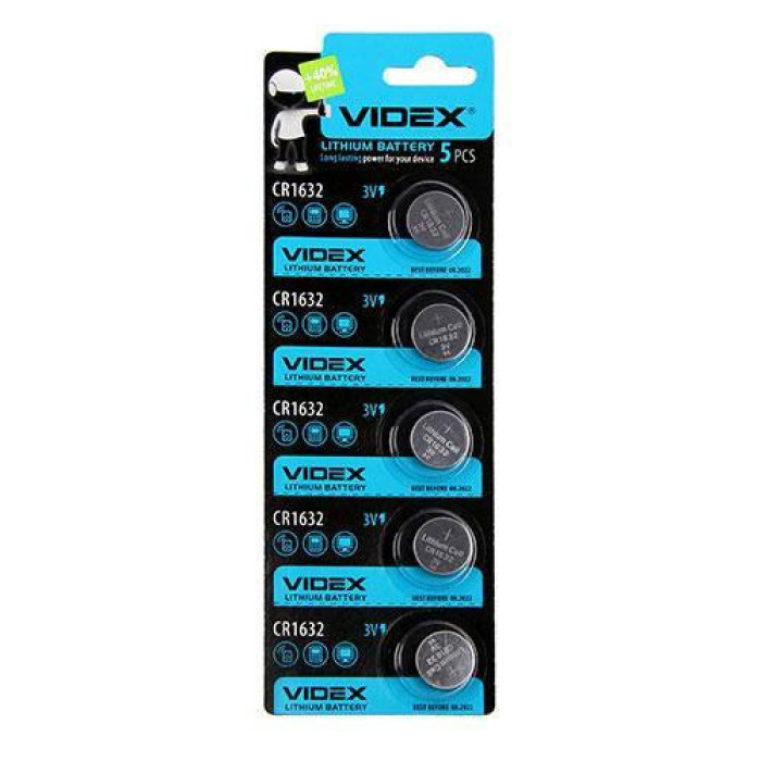 Батарейка літієва VIDEX CR1632 5pcs BLISTER CARD