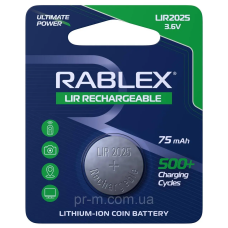 Акум.Rablex CR2025 3.6 V 75mAh blister card/1 pcs/24/