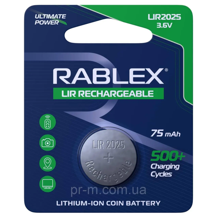 Акум.Rablex CR2025 3.6 V 75mAh blister card/1 pcs/24/