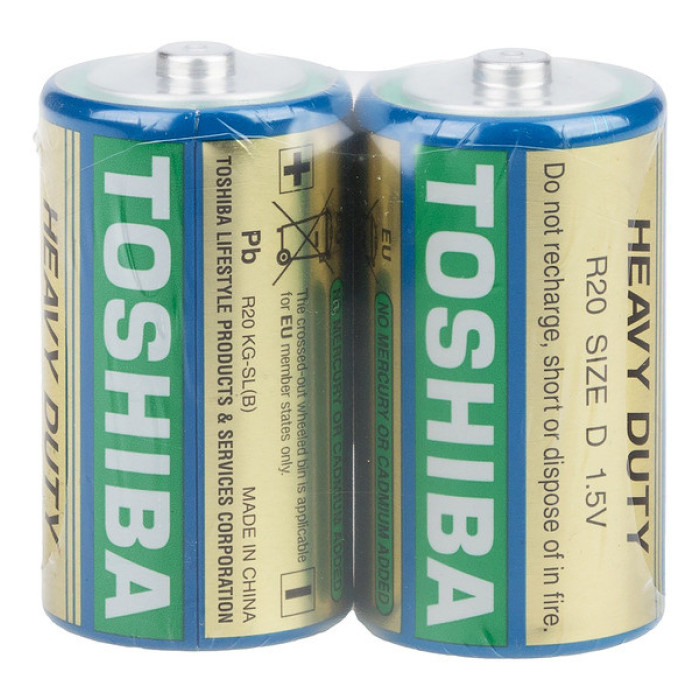 Батарейки Toshiba R20 коробка 1х2 шт (200 шт./яск.)