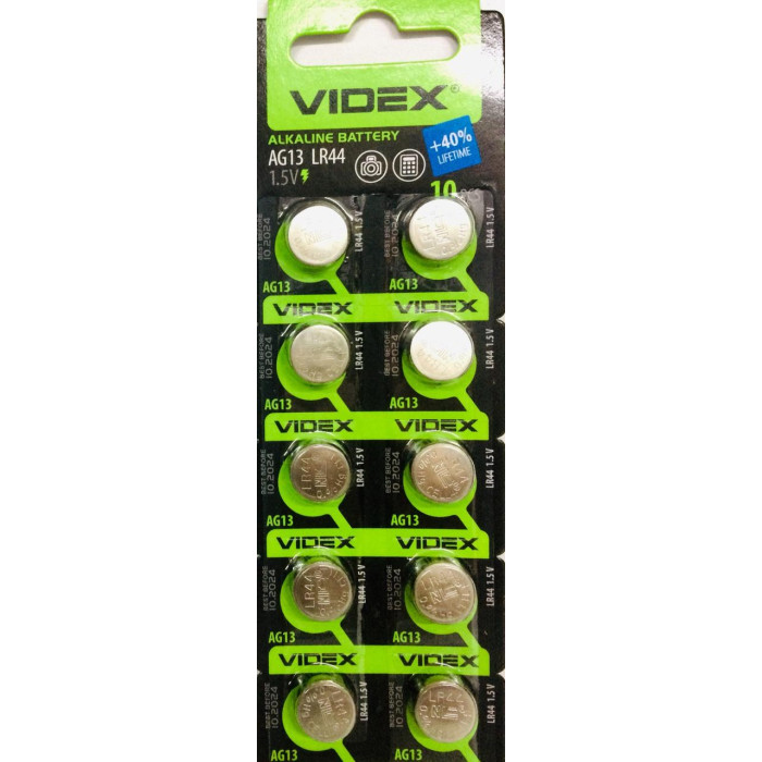 Батарейка годинникова Videx AG 13 (LR44) BLISTER CARD 10pcs