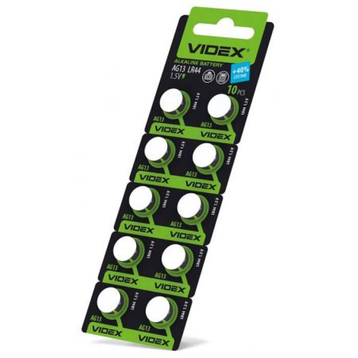 Батарейка годинникова Videx AG 13 (LR44) BLISTER CARD 10pcs