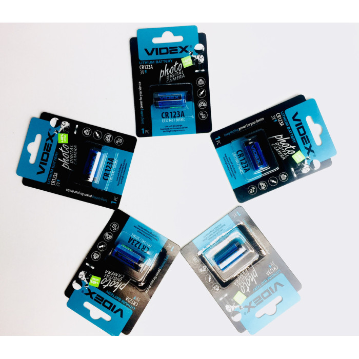 Батарейка літієва VIDEX CR123A 1 pc BLISTER CARD (20/200)