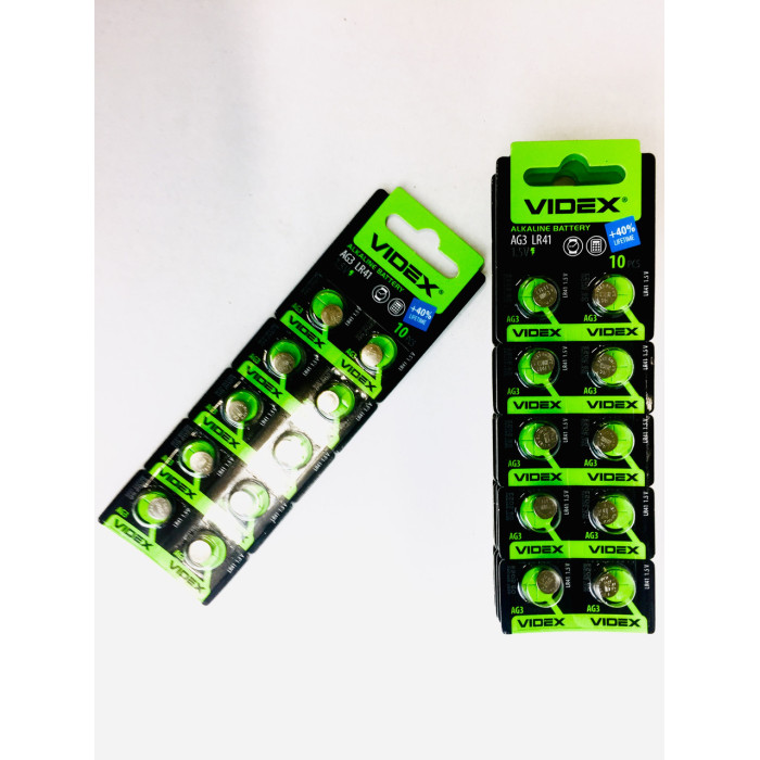 Батарейка годинникова Videx AG 3 (LR41) BLISTER CARD 10pcs