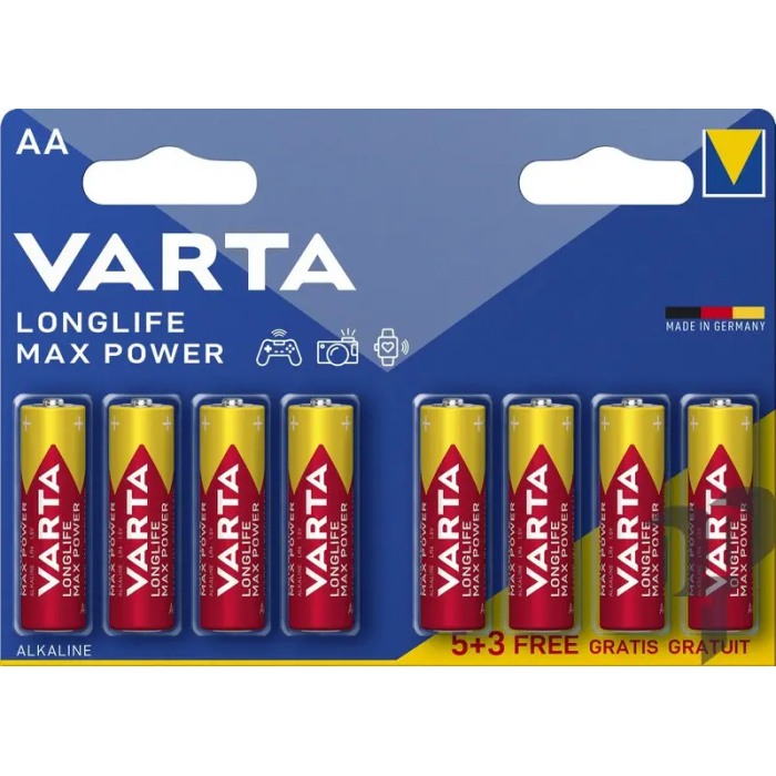 Батарейка VARTA LONGLIFE MAX POWER лужна AA LR6 8xBL ALKALINE KOD-4152