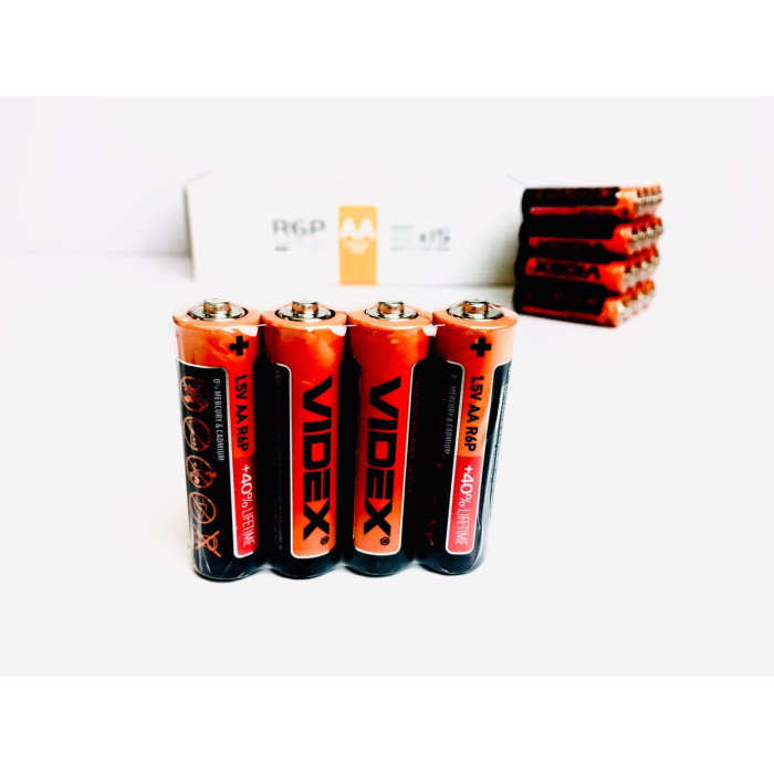 Батарейка сольова VIDEX R6P/AA 4 pcs SHRING (60/1200 шт./яский)