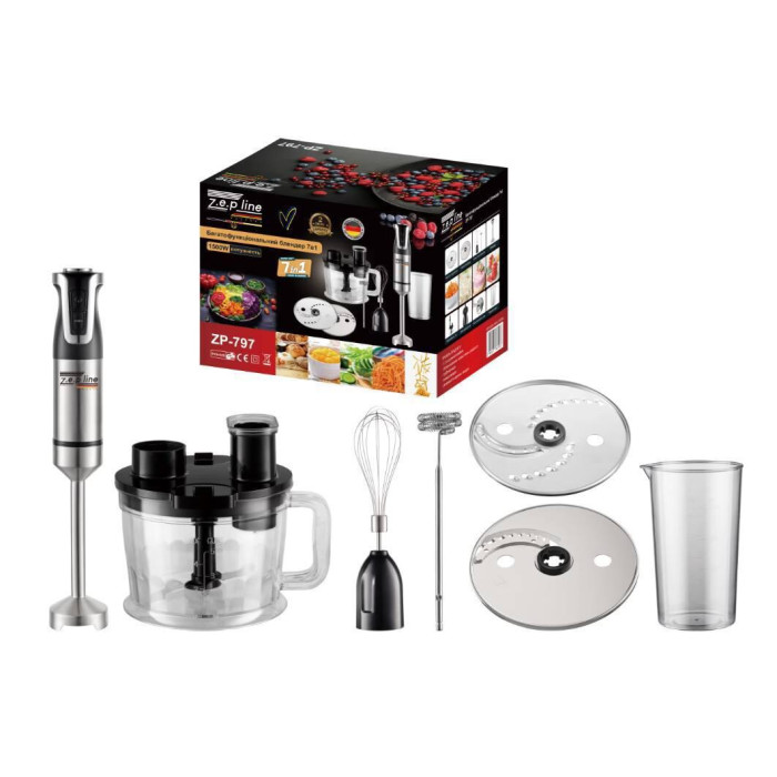 Багатофунціональний блендер Zepline 7в1 1500 Вт ZP-797 Чорний (8)