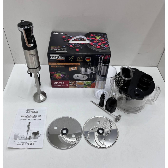 Багатофунціональний блендер Zepline 7в1 1500 Вт ZP-797 Чорний (8)