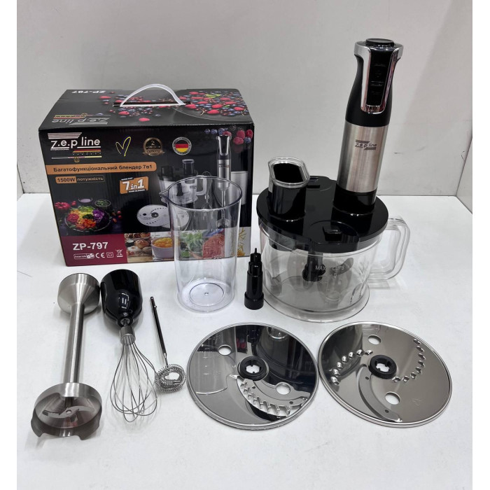 Багатофунціональний блендер Zepline 7в1 1500 Вт ZP-797 Чорний (8)