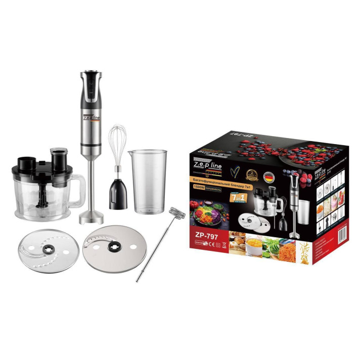 Багатофунціональний блендер Zepline 7в1 1500 Вт ZP-797 Чорний (8)