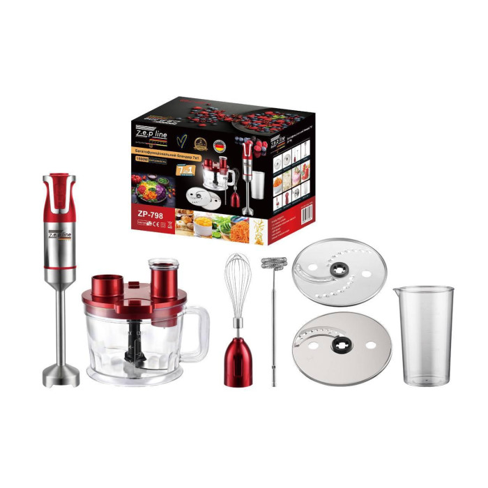 Багатофунціональний блендер Zepline 7в1 1500 Вт ZP-798 Червоний (8)