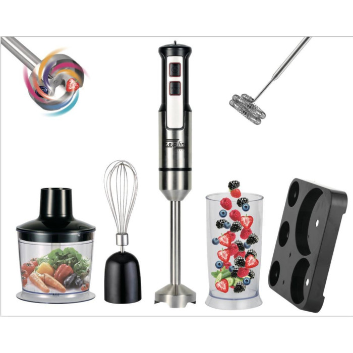 Ручний заглибний блендер 6в1 на підставці Zepline ZP-117 1500 Вт Чорний (6)