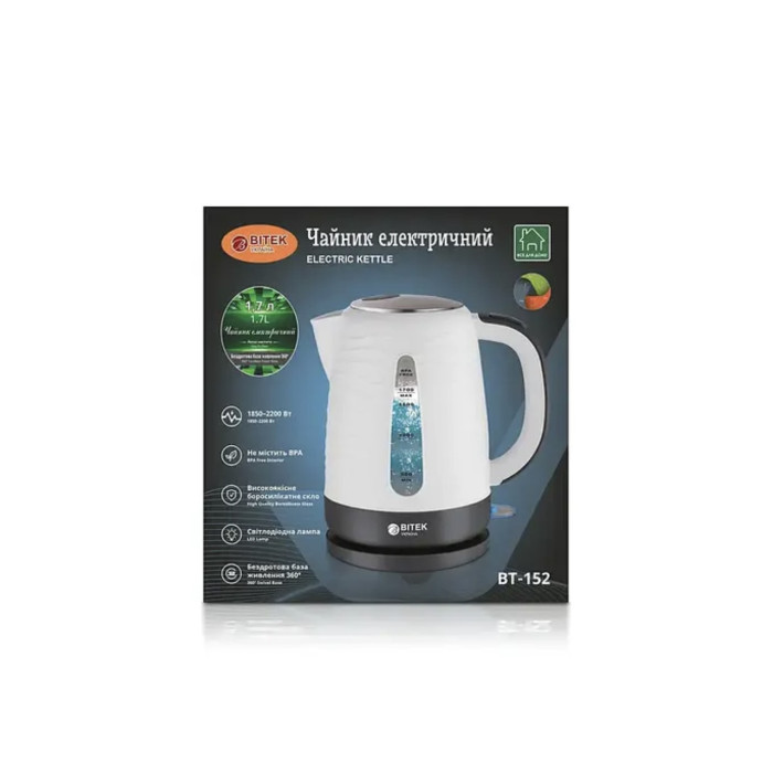 Чайник електричний 1,7л 2200Вт BITEK BT-152/ 7043 (16)