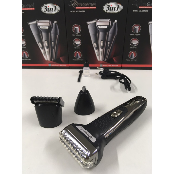 Машинка для стриження волосся + Бритва Тример 3 in 1 GM-598 (60 шт.)