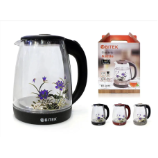 Електрочайник скляний 1,8 л 2400 Вт BITEK з квіткою BT-3111 (12 шт./ясть)