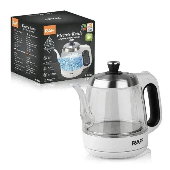 Електричний скляний чайник із носиком на 1.2 л 1350 Вт RAF R.7810 (16)