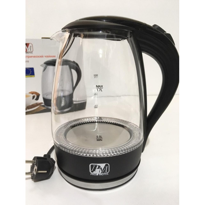 Чайник скляний PROMOTEC PM-810 Black (6 шт./ясть)