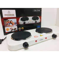 Плита електрична настільна Crownberg CB-3746 двоконфоркова дискова 2000 Вт (6 шт./ясть)