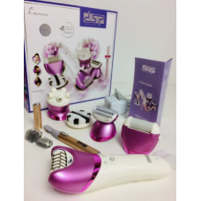 Багатофункціональний електричний епілятор пилка масажер очисник 6в1 DSP 70019 + тример для брів