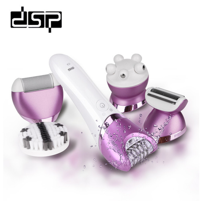 Багатофункціональний електричний епілятор пилка масажер очисник 6в1 DSP 70019 + тример для брів