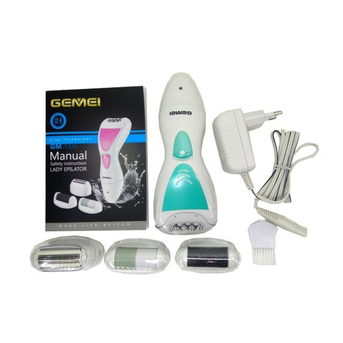 Епілятор Gemei GM 7006 4в1 бездротовий + тример + пемза (40 шт./яск)