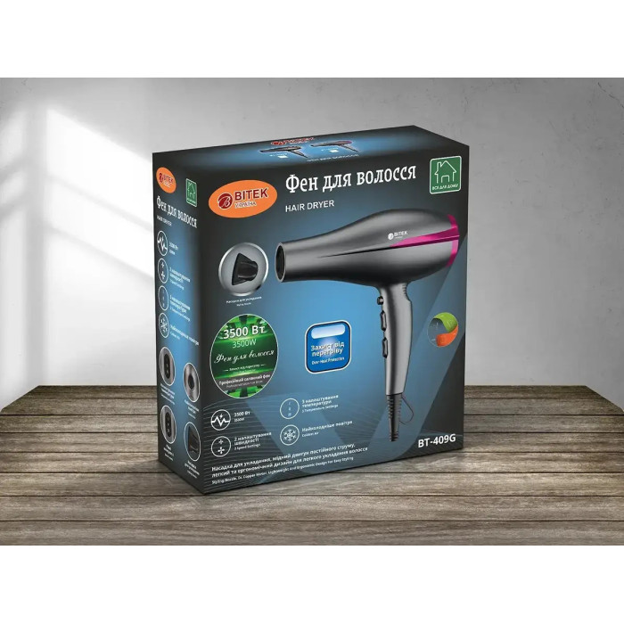 Фен для волосся 3500Вт BITEK BT-409G/ 6600 (24)