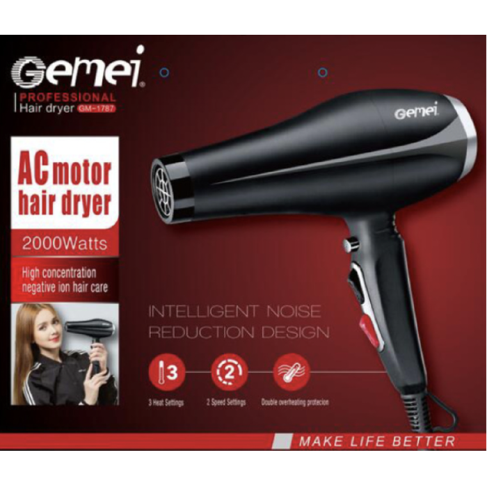 Фен для укладання волосся з насадками Gemei 2000Watts GM 1787 (24 шт./ясть)