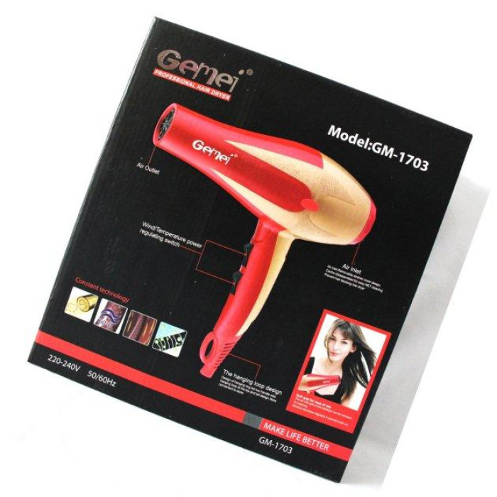 Професійний Фен для волосся Gemei GM 1703 1400Вт (40 шт/ящ)