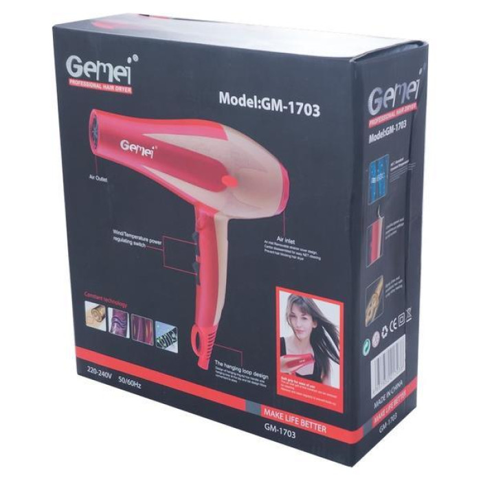 Професійний Фен для волосся Gemei GM 1703 1400Вт (40 шт/ящ)