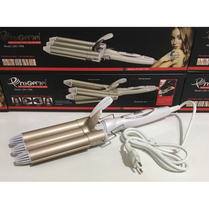 Потрійна плойка для волосся Gemei GM-1988 (40 шт./яск.)