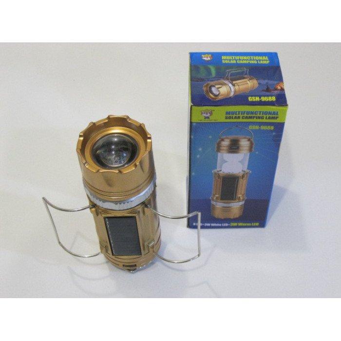 Світлодіодний ліхтар-лампа для кемпінгу із сонячною панеллю SB 9688/ 6787 (80 шт./яск)
