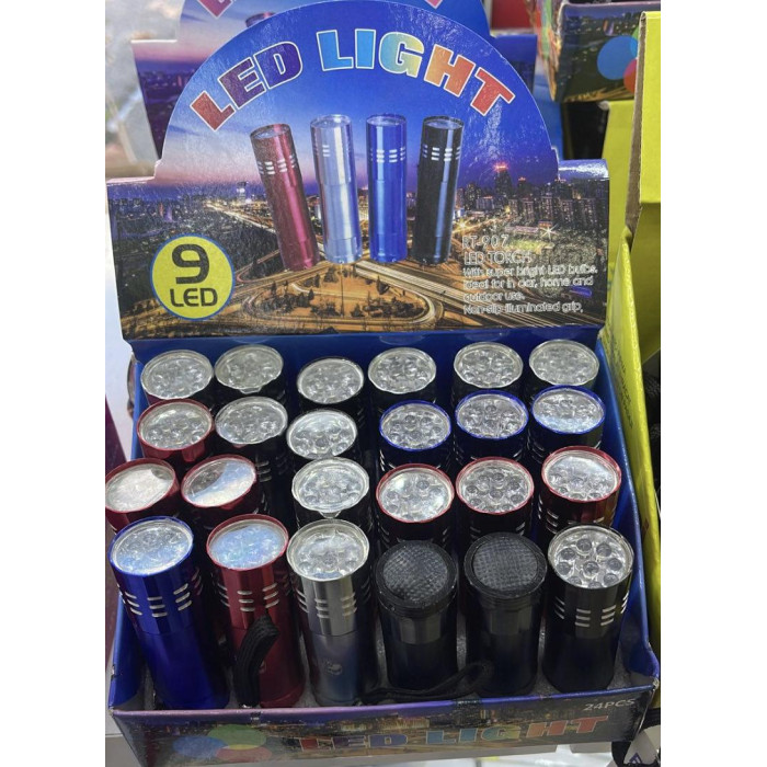 Ліхтар ручний світлодіодний RT 907/519/PT 1909, 3AAA x 9LED (240 шт./яский)