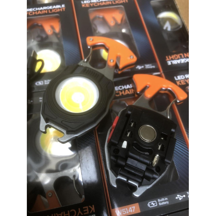 Акумуляторний ліхтар карабін з червоним і білим світлом+запальничка ART 5147 (600mAh, магніт, брелок) (240)