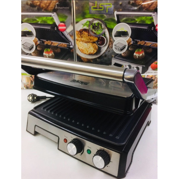 Електричний гриль притискний DSP KB 1036 2000 Вт Металевий (4 шт./ясть)