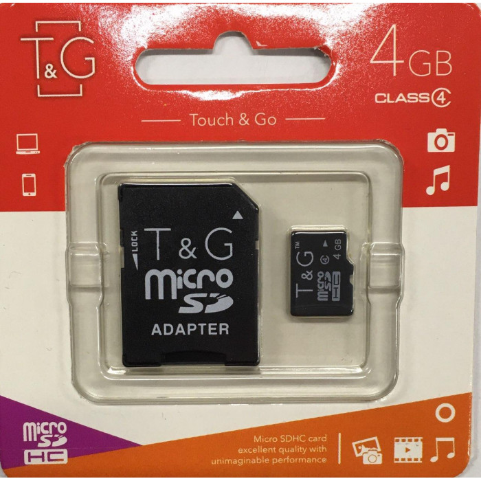 Картка пам'яті T&G micro SDHC 4 GB Class 10 +адаптер