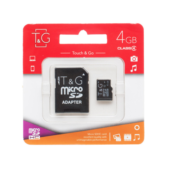 Картка пам'яті T&G micro SDHC 4 GB Class 10 +адаптер