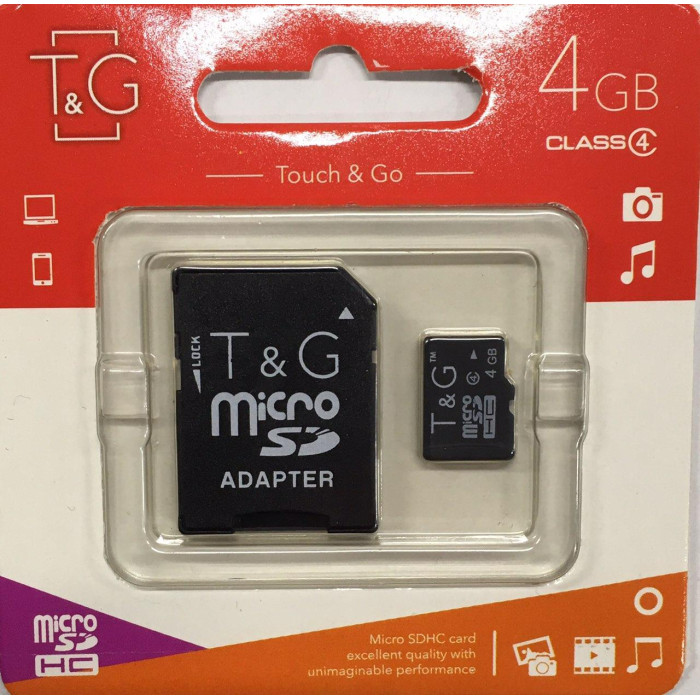 Картка пам'яті T&G micro SDHC 4 GB Class 10 +адаптер