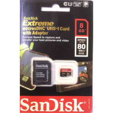 Картка пам'яті SanDisk micro SD 8 GB Class 10 + адаптер
