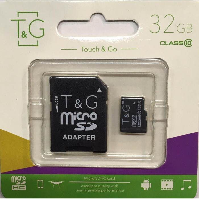 Картка пам'яті T&G micro SDHC 32 GB Class 10 +адаптер