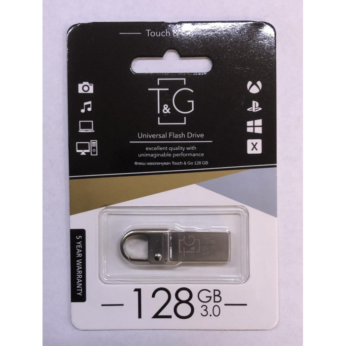 Флеш драйв T&G Flash Draiv металева з карабiном (USB/ 128GB/ 2.0)