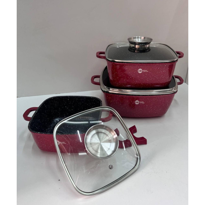 HK-302 Посудина набір граніт квадрат (3 шт) (4)